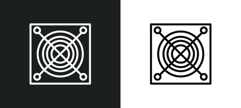 asic miner icon isolated in white and black colors. asic miner outline vector icon from electronic devices collection for web, mobile apps and ui.