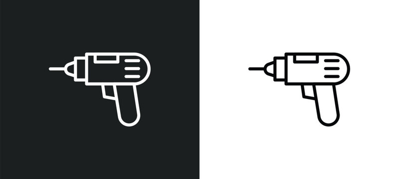 driller icon isolated in white and black colors. driller outline vector icon from electrian connections collection for web, mobile apps and ui.