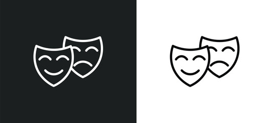 drama icon isolated in white and black colors. drama outline vector icon from education collection for web, mobile apps and ui.