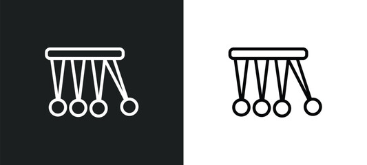 newton cradle icon isolated in white and black colors. newton cradle outline vector icon from education collection for web, mobile apps and ui.