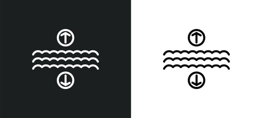 archimedes principle icon isolated in white and black colors. archimedes principle outline vector icon from education collection for web, mobile apps and ui. - obrazy, fototapety, plakaty