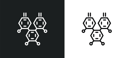 chemical diagram icon isolated in white and black colors. chemical diagram outline vector icon from education collection for web, mobile apps and ui.