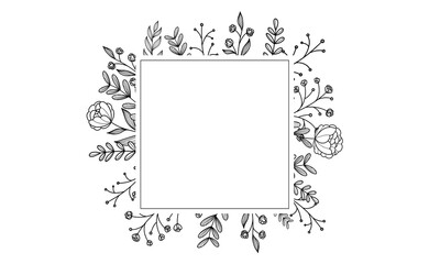 Hand drawn laurel floral frames with a branch with leaves. Elegant logo template. Vector illustration for label, branding business identity, wedding invitation