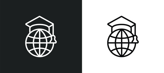 international graduate icon isolated in white and black colors. international graduate outline vector icon from education collection for web, mobile apps and ui.