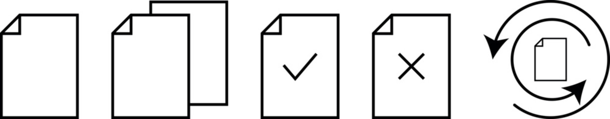 Set of vector outline file management icons, document pictograms. Vector ilustration.