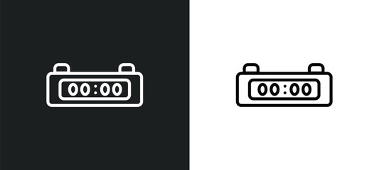 digital timer icon isolated in white and black colors. digital timer outline vector icon from education collection for web, mobile apps and ui. - obrazy, fototapety, plakaty