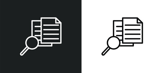 searching files icon isolated in white and black colors. searching files outline vector icon from education collection for web, mobile apps and ui.