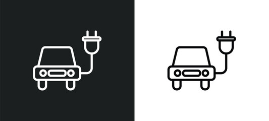 eco energy car icon isolated in white and black colors. eco energy car outline vector icon from ecology collection for web, mobile apps and ui.