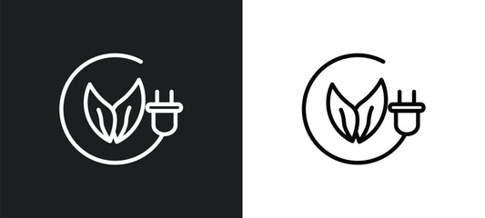 eco energy icon isolated in white and black colors. eco energy outline vector icon from ecology collection for web, mobile apps and ui.