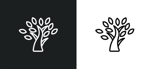 tree with many leaves icon isolated in white and black colors. tree with many leaves outline vector icon from ecology collection for web, mobile apps and ui.