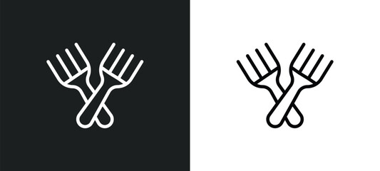 forks icon isolated in white and black colors. forks outline vector icon from drinks collection for web, mobile apps and ui.
