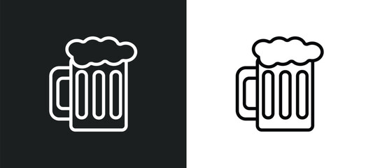 pint of beer icon isolated in white and black colors. pint of beer outline vector icon from drinks collection for web, mobile apps and ui.
