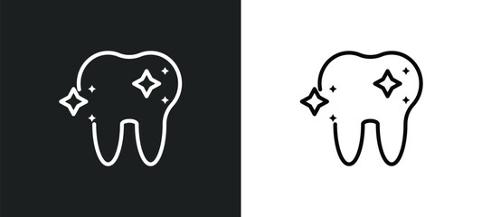 shiny tooth icon isolated in white and black colors. shiny tooth outline vector icon from dentist collection for web, mobile apps and ui.