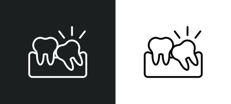 wisdom tooth icon isolated in white and black colors. wisdom tooth outline vector icon from dentist collection for web, mobile apps and ui.