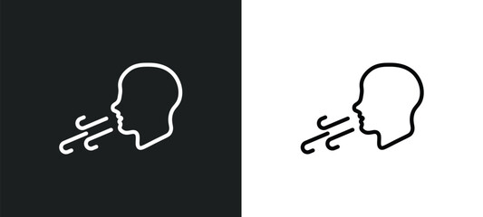 breath icon isolated in white and black colors. breath outline vector icon from dentist collection for web, mobile apps and ui. - obrazy, fototapety, plakaty