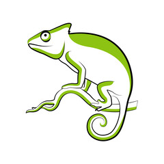 Chameleon line art logo design. Simple modern minimalist animal logo illustration vector.