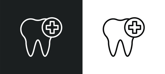 healthy tooth icon isolated in white and black colors. healthy tooth outline vector icon from dentist collection for web, mobile apps and ui.