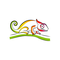 Chameleon line art logo design. Simple modern minimalist animal logo illustration vector.
