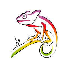 Chameleon line art logo design. Simple modern minimalist animal logo illustration vector.