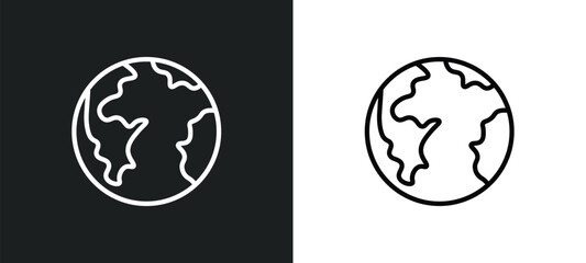 planet earth icon isolated in white and black colors. planet earth outline vector icon from delivery and logistic collection for web, mobile apps and ui.