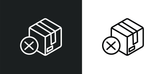 delivery cancelled icon isolated in white and black colors. delivery cancelled outline vector icon from delivery and logistic collection for web, mobile apps and ui.