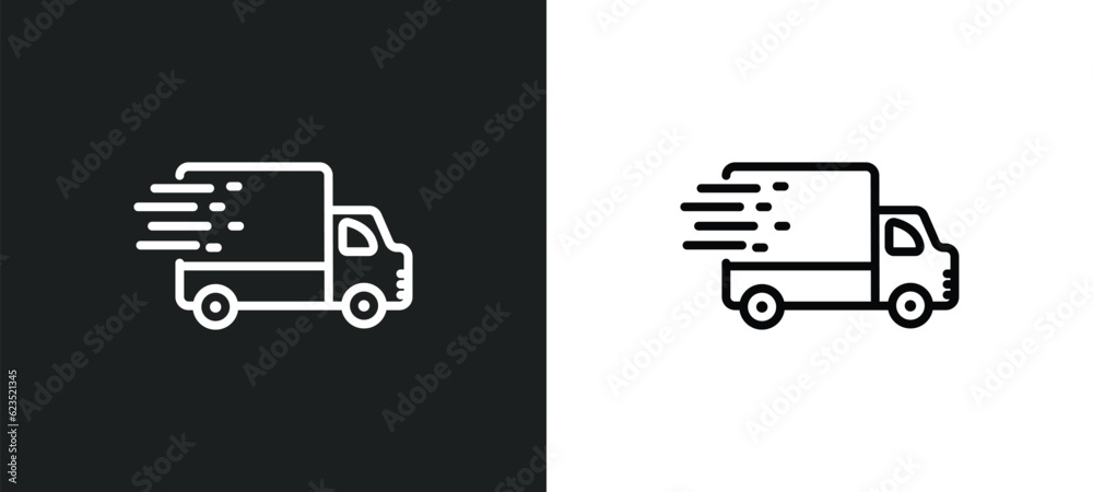 Poster fast delivery icon isolated in white and black colors. fast delivery outline vector icon from delive