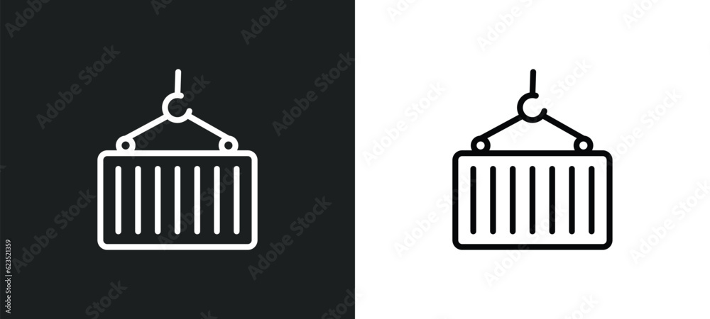 Poster container icon isolated in white and black colors. container outline vector icon from delivery and l