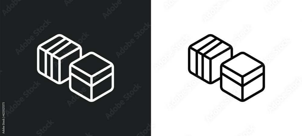 Poster boxes icon isolated in white and black colors. boxes outline vector icon from delivery and logistic 