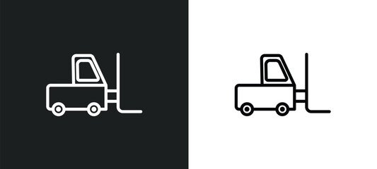 forklift icon isolated in white and black colors. forklift outline vector icon from delivery and logistic collection for web, mobile apps and ui. © Farahim