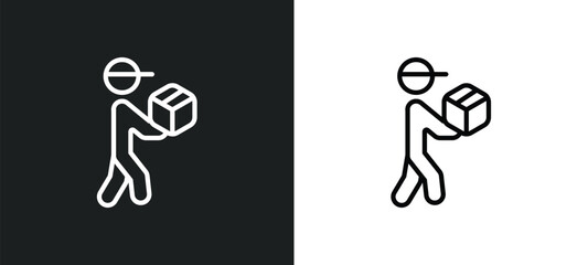 courier icon isolated in white and black colors. courier outline vector icon from delivery and logistic collection for web, mobile apps and ui. - obrazy, fototapety, plakaty