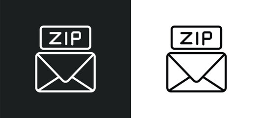 zip code icon isolated in white and black colors. zip code outline vector icon from delivery and logistic collection for web, mobile apps and ui.