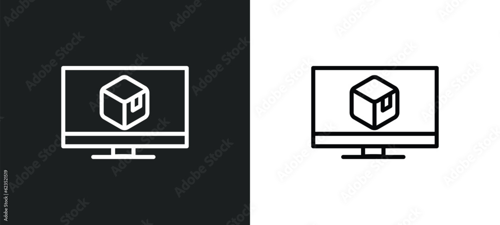 Poster delivery monitor icon isolated in white and black colors. delivery monitor outline vector icon from 