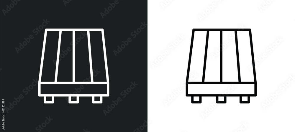 Poster pallet icon isolated in white and black colors. pallet outline vector icon from delivery and logisti