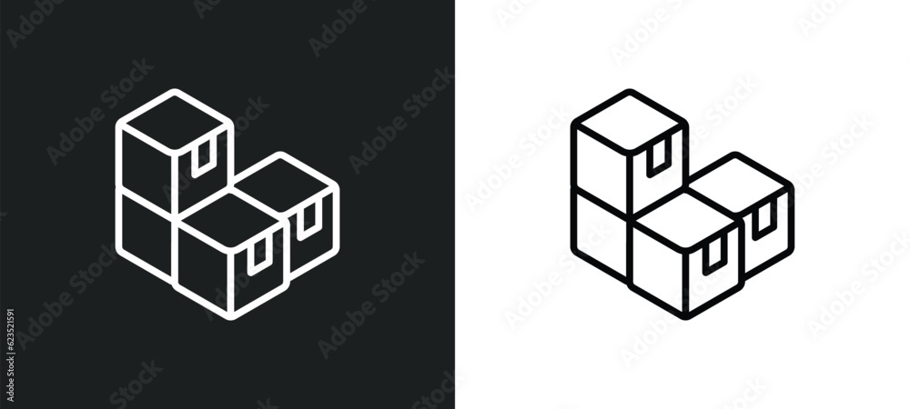 Poster packages icon isolated in white and black colors. packages outline vector icon from delivery and log