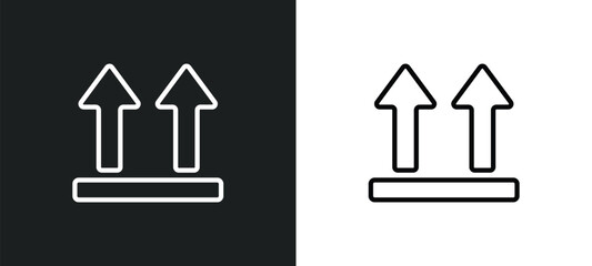 side up icon isolated in white and black colors. side up outline vector icon from delivery and logistic collection for web, mobile apps and ui.