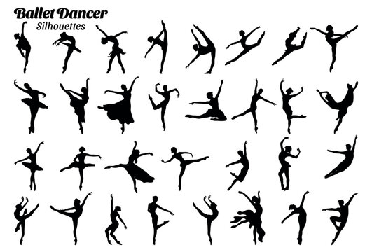 Ballet Dancer silhouette vector illustration set
