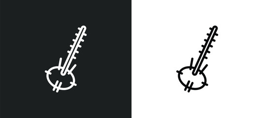 kora icon isolated in white and black colors. kora outline vector icon from culture collection for web, mobile apps and ui. - obrazy, fototapety, plakaty