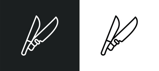 knife in sheath icon isolated in white and black colors. knife in sheath outline vector icon from culture collection for web, mobile apps and ui.