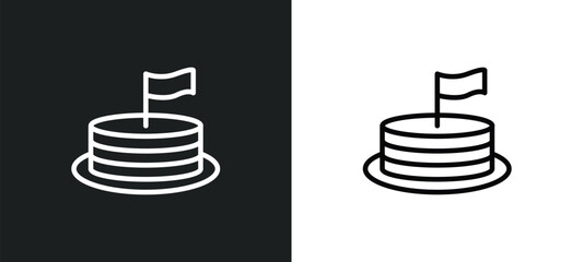 cake with a flag icon isolated in white and black colors. cake with a flag outline vector icon from culture collection. collection for web, mobile apps and ui.
