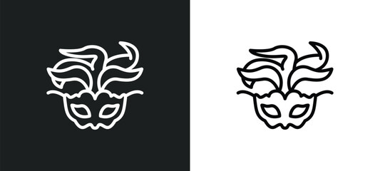 brazil carnival mask icon isolated in white and black colors. brazil carnival mask outline vector icon from culture collection for web, mobile apps and ui.