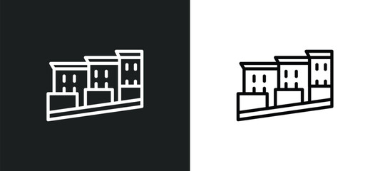 Obraz premium bo kaap icon isolated in white and black colors. bo kaap outline vector icon from culture collection for web, mobile apps and ui.