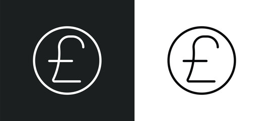 pound sterling icon isolated in white and black colors. pound sterling outline vector icon from cryptocurrency collection for web, mobile apps and ui.