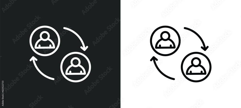 Poster peer to peer icon isolated in white and black colors. peer to outline vector icon from cryptocurrenc