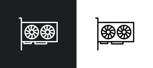 video card icon isolated in white and black colors. video card outline vector icon from cryptocurrency collection for web, mobile apps and ui.