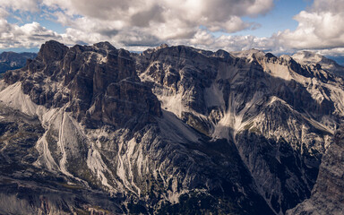 Fanes mountain range in the Dolomites. A view from the top of Tofana di Rozes.