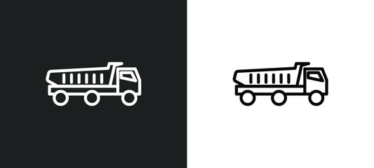 dumper icon isolated in white and black colors. dumper outline vector icon from construction tools collection for web, mobile apps and ui.