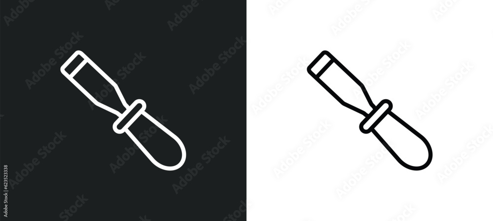 Poster chisel icon isolated in white and black colors. chisel outline vector icon from construction collect