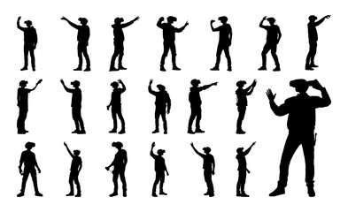 silhouette of man using virtual reality headset glasses playing VR games © ITrWorks