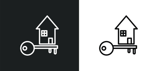 home key icon isolated in white and black colors. home key outline vector icon from construction collection for web, mobile apps and ui.