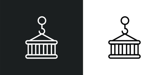 derrick with pallet icon isolated in white and black colors. derrick with pallet outline vector icon from construction collection for web, mobile apps and ui.